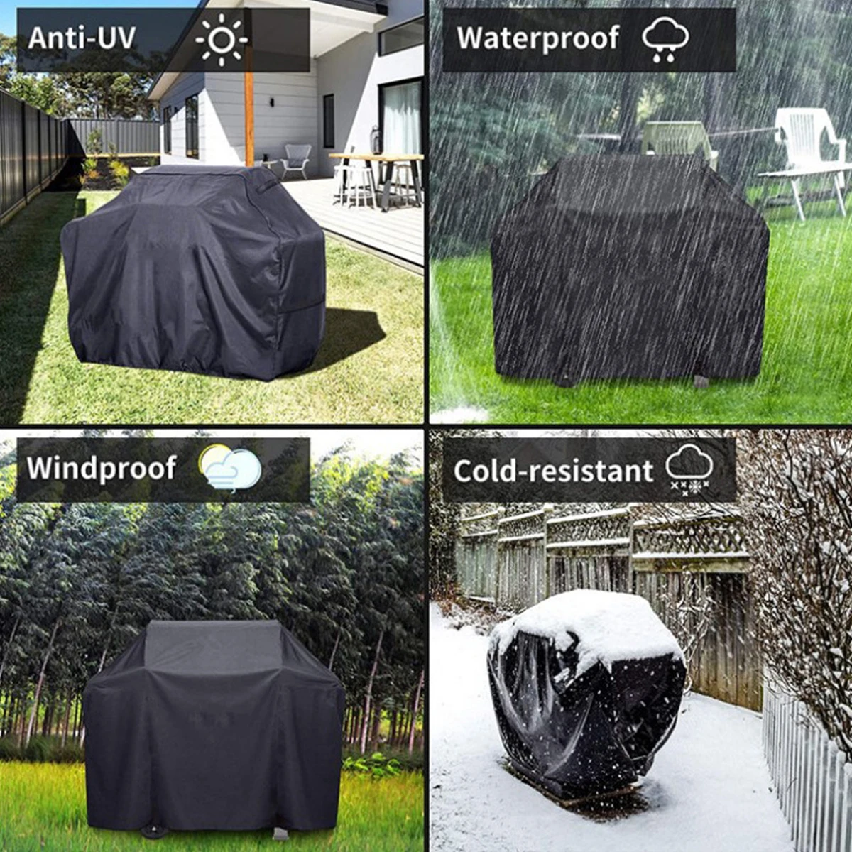 BBQ Grill Cover 210D Oxford Outdoor Barbecue BBQ Covers Heavy Duty Waterproof Dust-proof Protective Cover Kitchen Accessories