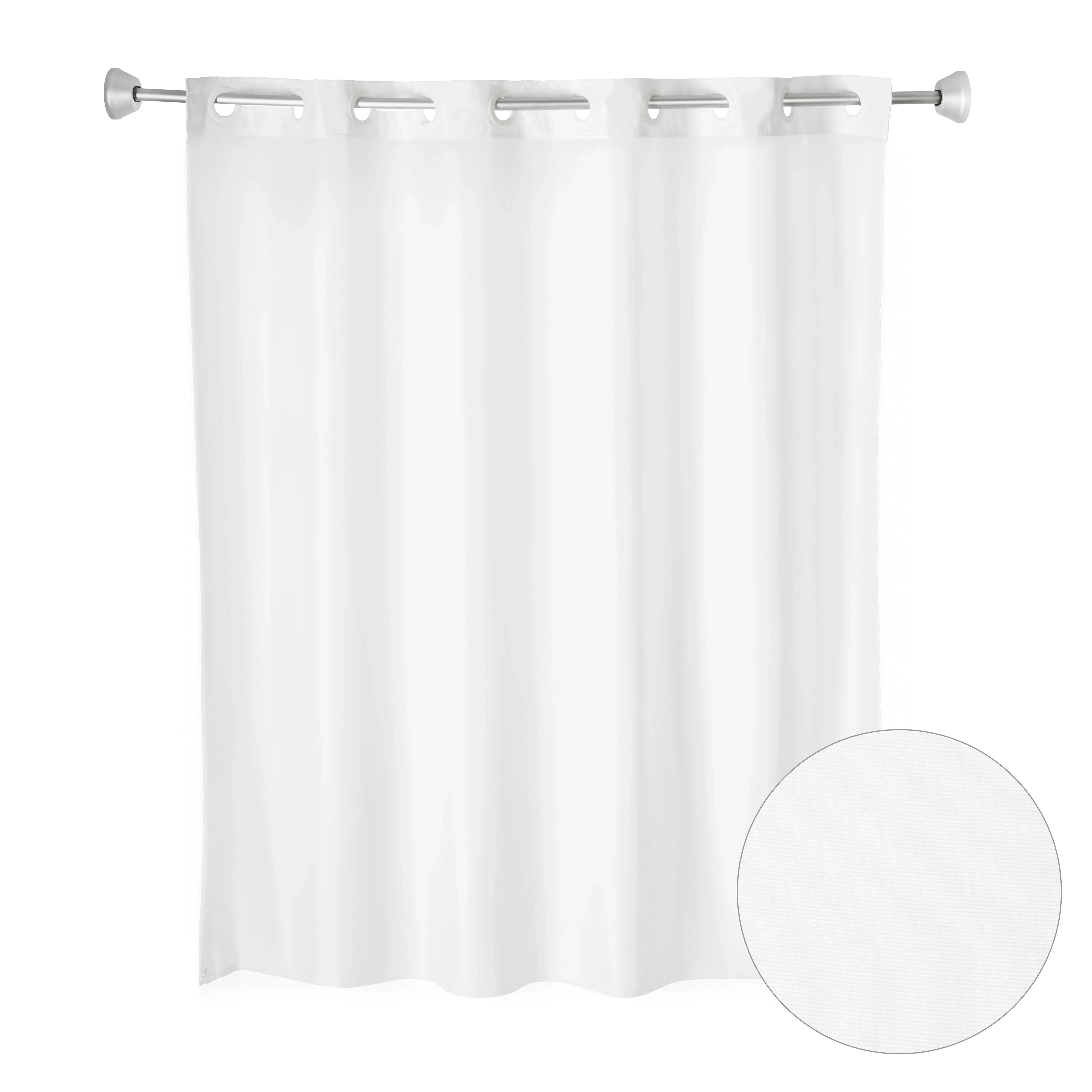 

Split Ring Shower Curtain Without Hooks or Snaps, Plain Weave Design, 71 by 77 Inches