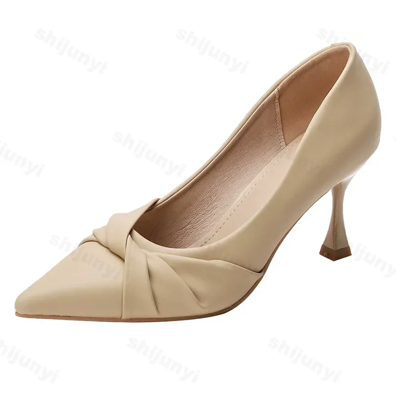 High Heeled Shoes for Women 2025 New Pointed Toe Gentle White Working Shoes Spring and Autumn Single Shoes 40 Zapatos De Mujer