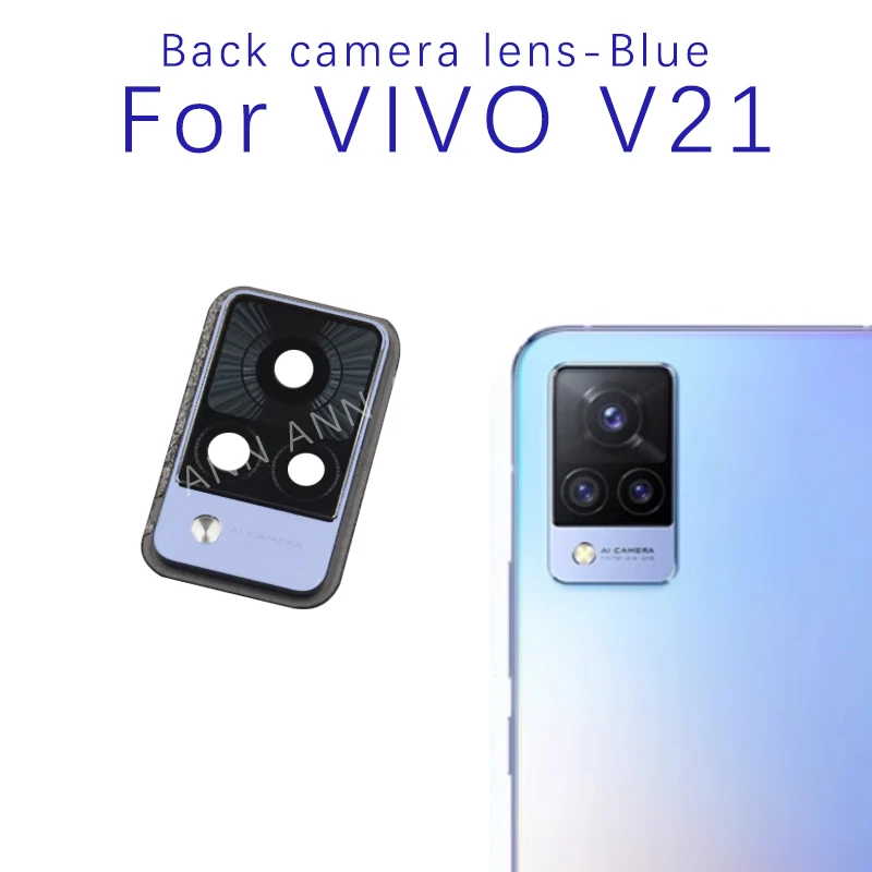 Original Back Rear Camera Glass Lens with frame For Vivo V21 With Adhesive Sticker Camera Lens Replacement Parts