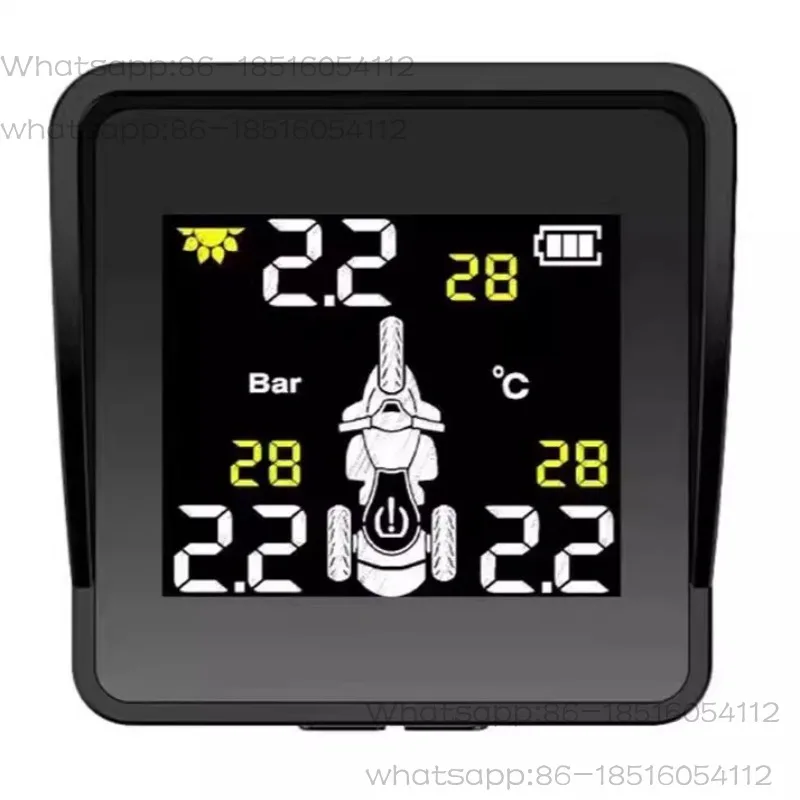 Solar Wireless Tire Pressure Monitoring System Motorcycle TPMS Tire Pressure Monitor LCD Display 3 External Sensors
