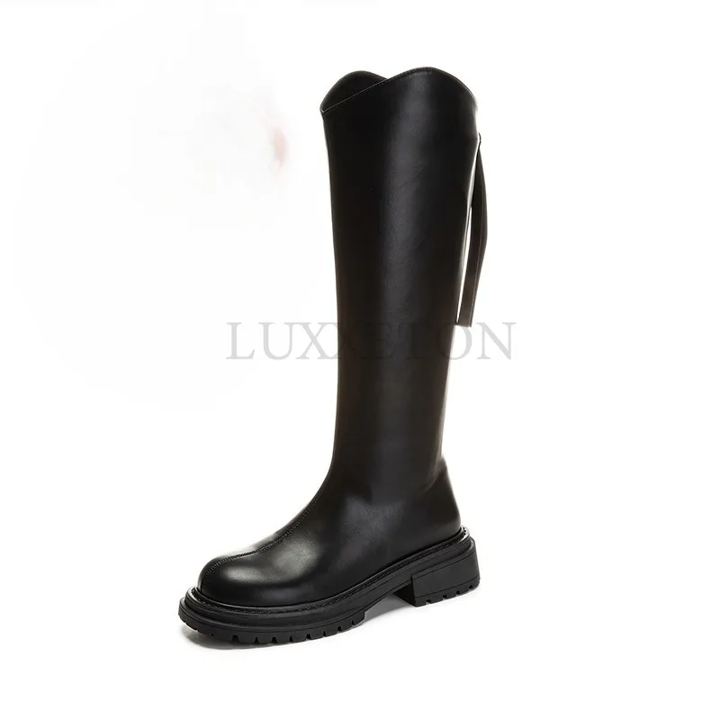 Thick Soled Raised Knight Boots Thick Heel Solid Color Slim and Long Sleeves Versatile Plush and Warm Fashion Boots 35-40