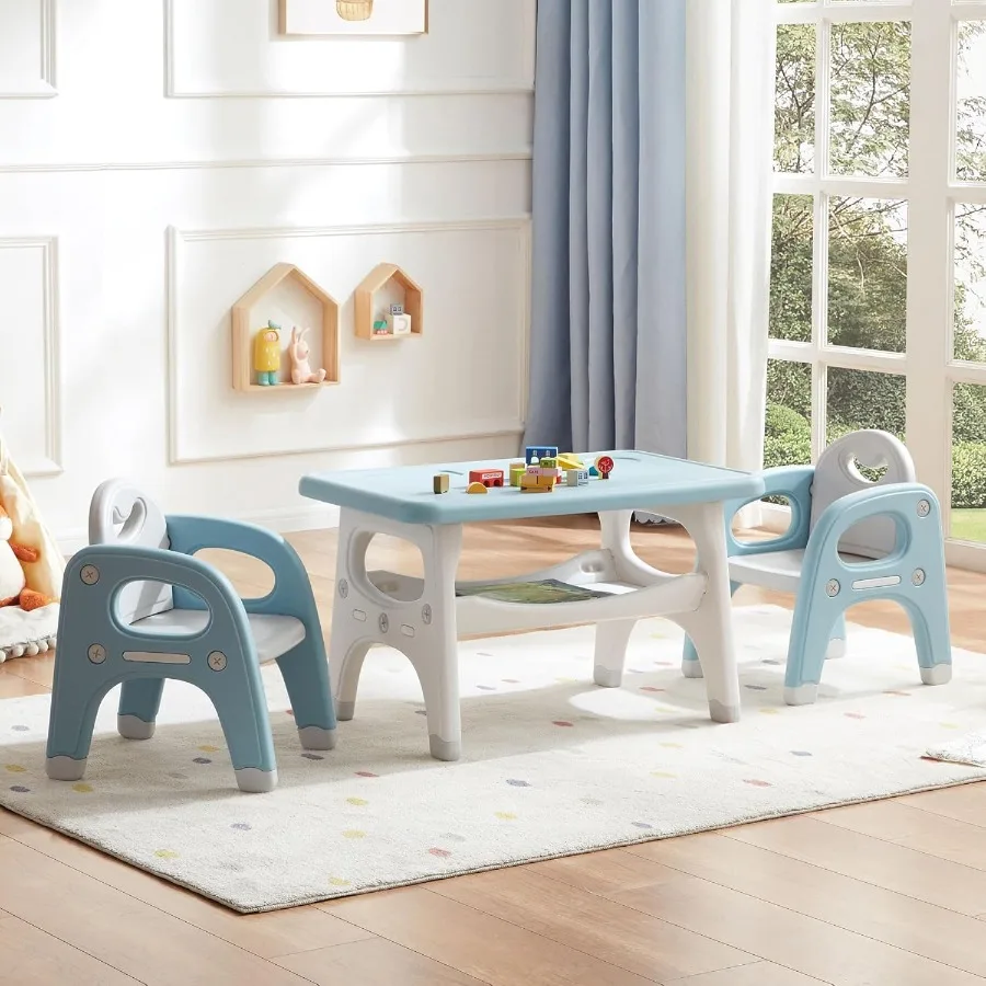 Tafel- en stoelenset Plastic activiteitentafel met 2 stoelen Ontworpen voor het lezen van tekenen Snack Time Arts and Crafts Activities Ide