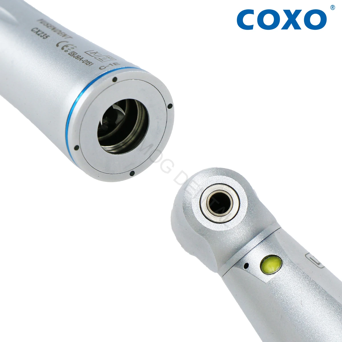 COXO yusent Dental kecepatan rendah Handpiece 1:1 LED kontra sudut Handpiece CX235-1E Internal Water Spray Fit NSK KAVO