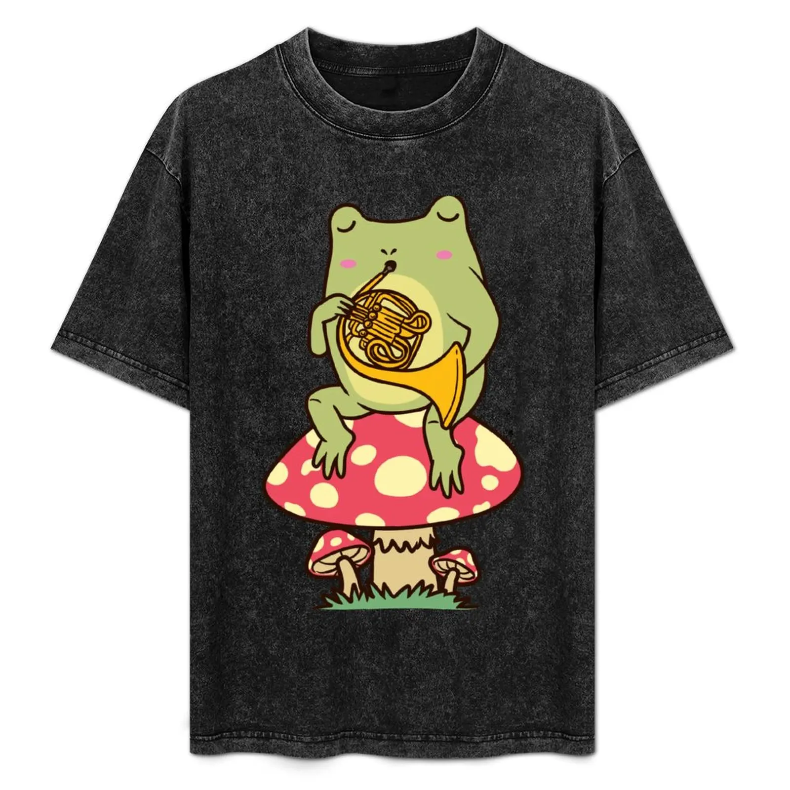 

Frog On Mushroom French Horn Player Hornist T-Shirt Novelty Graphic Tee Shirt