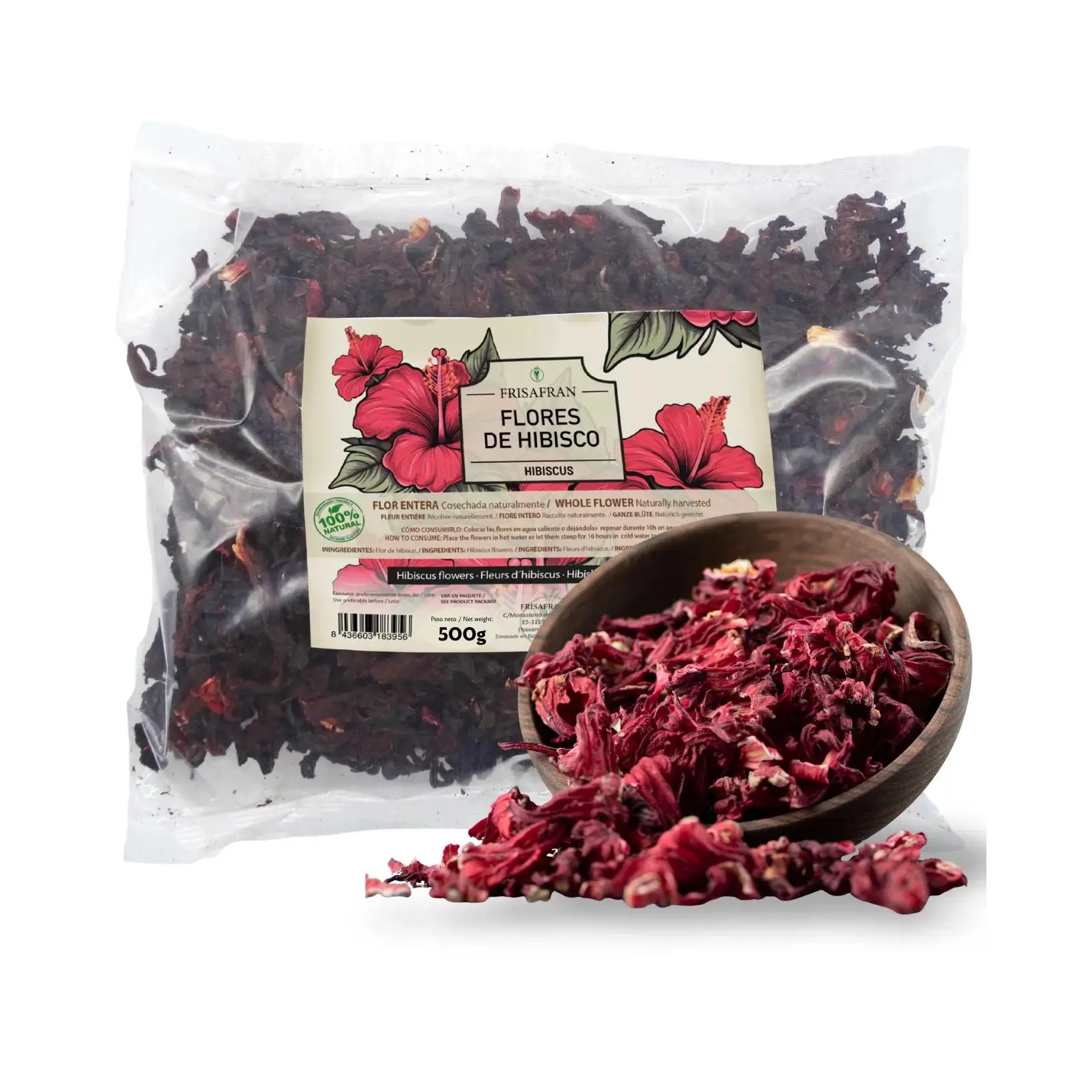 Flor de Hibisco Entera a Granel Gran formato (para Infusión y Té) FRISAFRAN