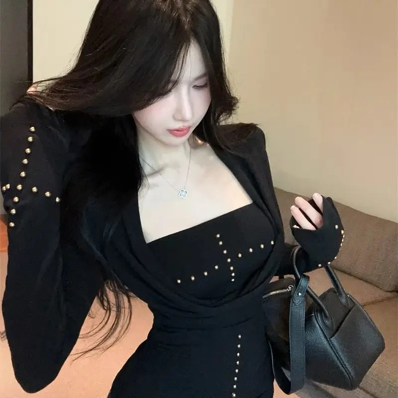 Y2k Hot Girl Tube Top Inner Wear Deep V-neck Cover-up Women Autumn Winter New Slim Fit Sexy Beautiful Top