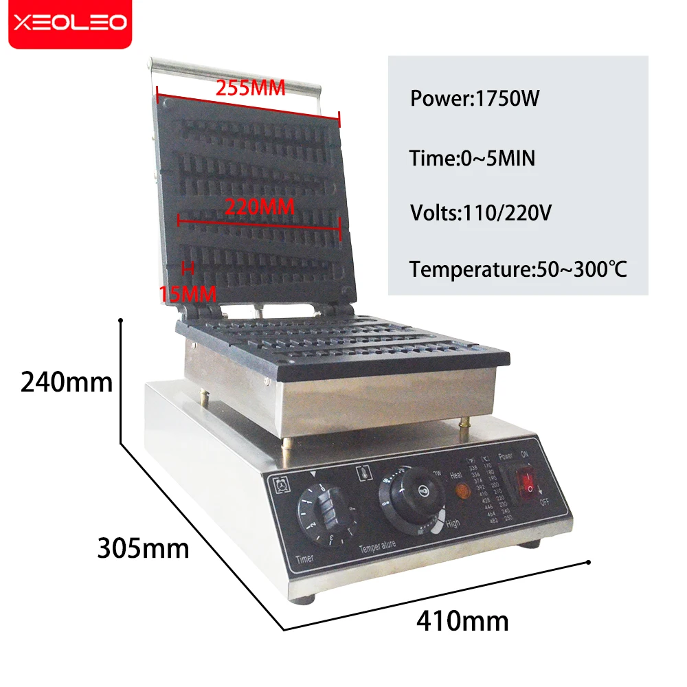 Электрическая вафельница XEOLEO, 4 шт., вафельница на палочке, машина для изготовления вафель из сосны, 1750 Вт, с антипригарным покрытием