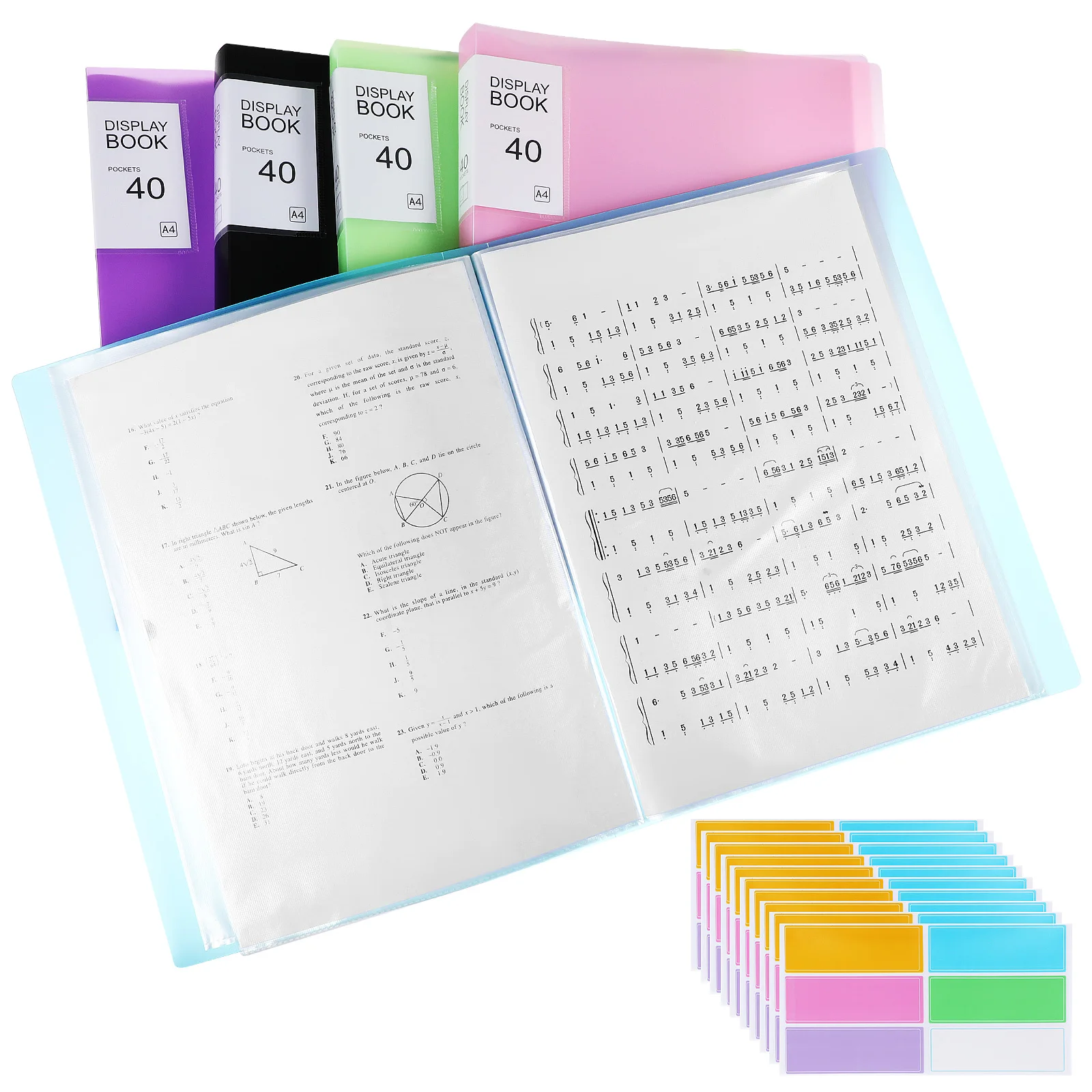 

5Pcs A4 Portfolio Folder Sticker Organizer Large Capacity Portable File Storage for Documents Presentations Small File Folder