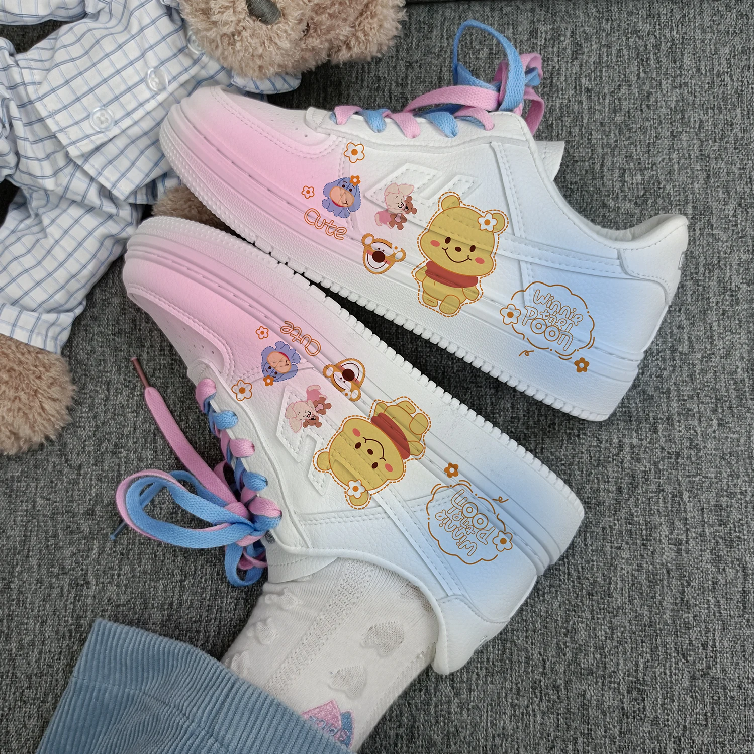 New Disney cartoon girls Pooh  princess cute Casual shoes non-slip soft bottom sports shoes for girl gift