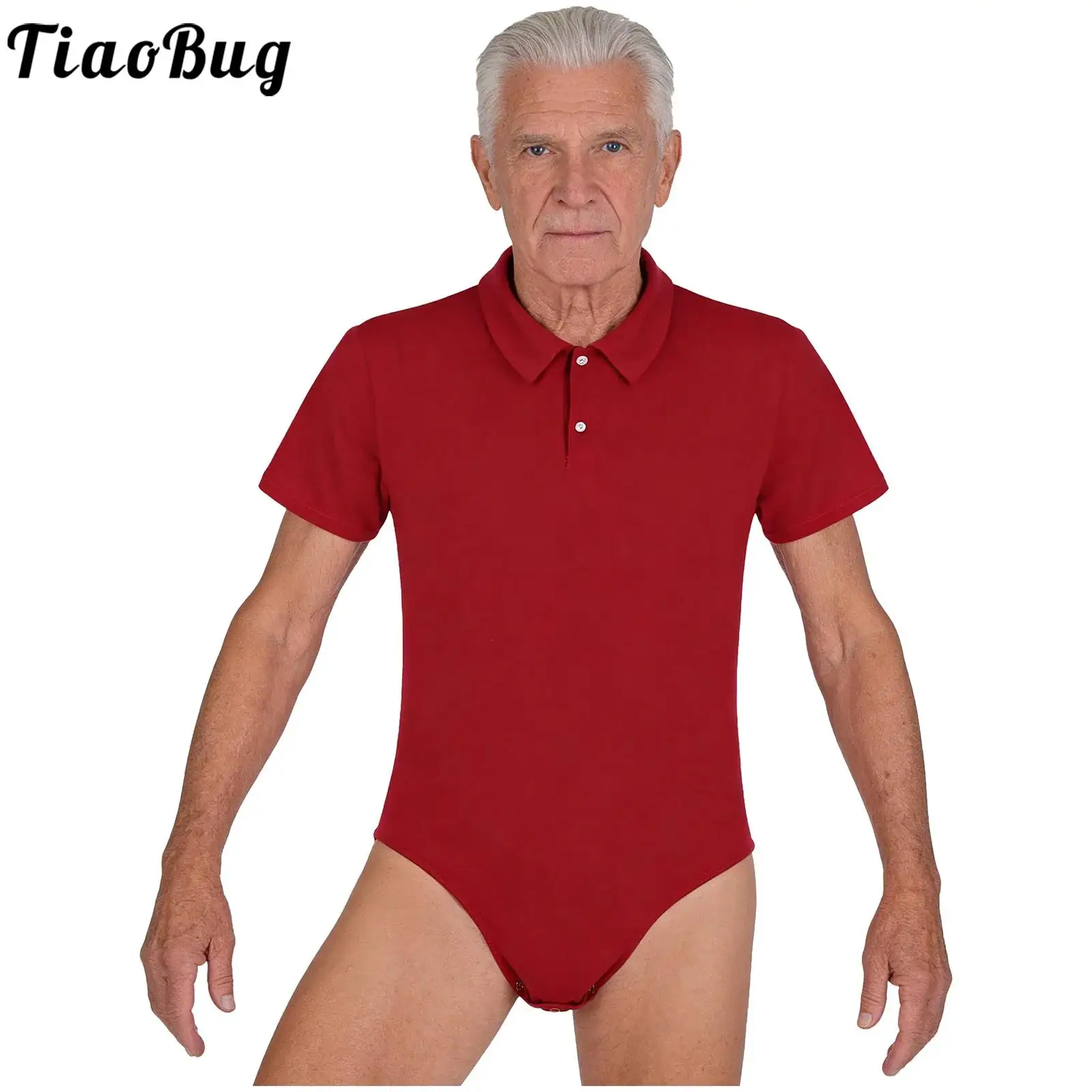 Adult Elderly Incontinence Shirt Top Buttoned Crotch Short Sleeve Adaptive Bodysuit Caring Nursing Leotard for Patient Bedridden