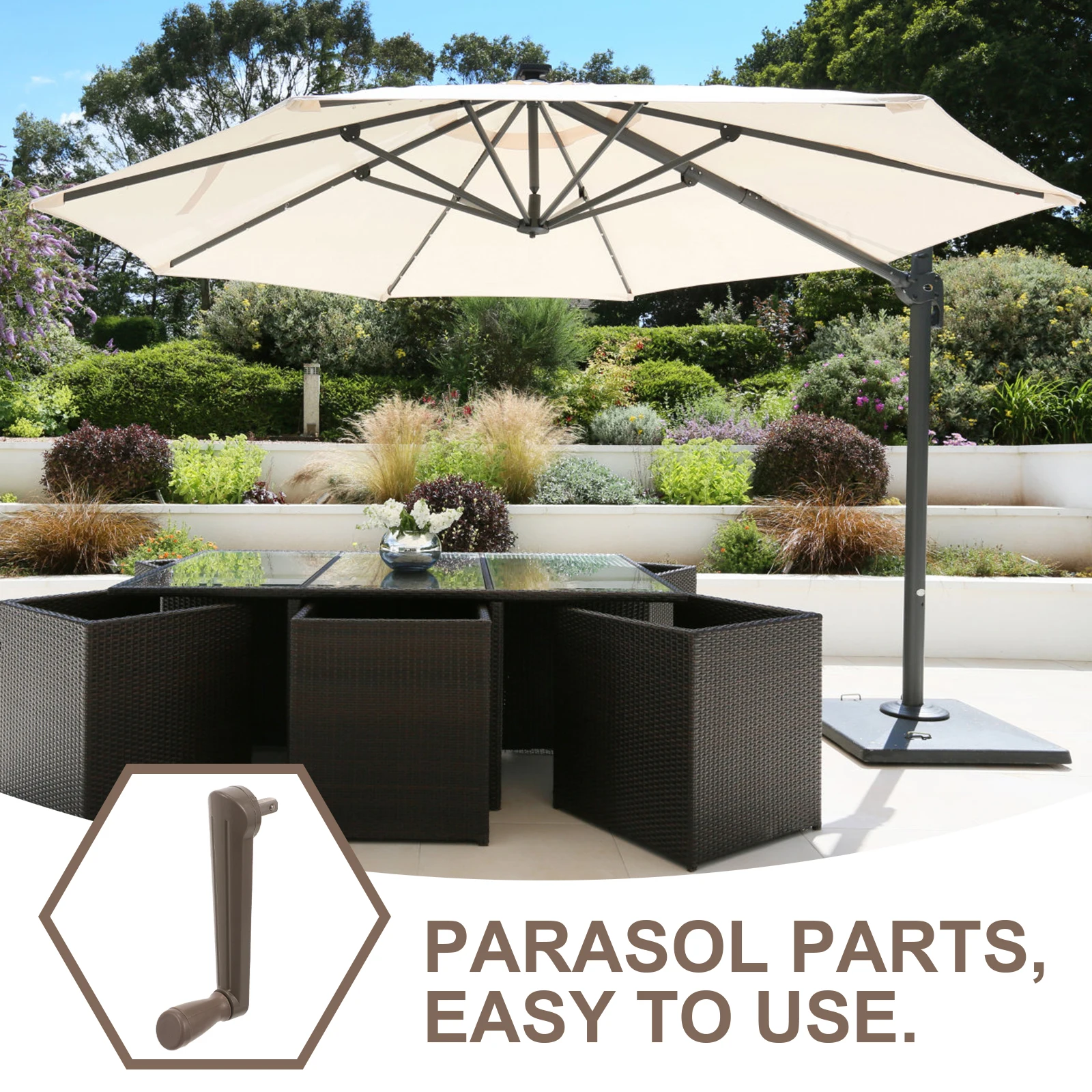 

Roman Umbrella Shake Handle Rotary Replacement Parts Outdoor Patio Repair Durable Waterproof Easy Install Maintain