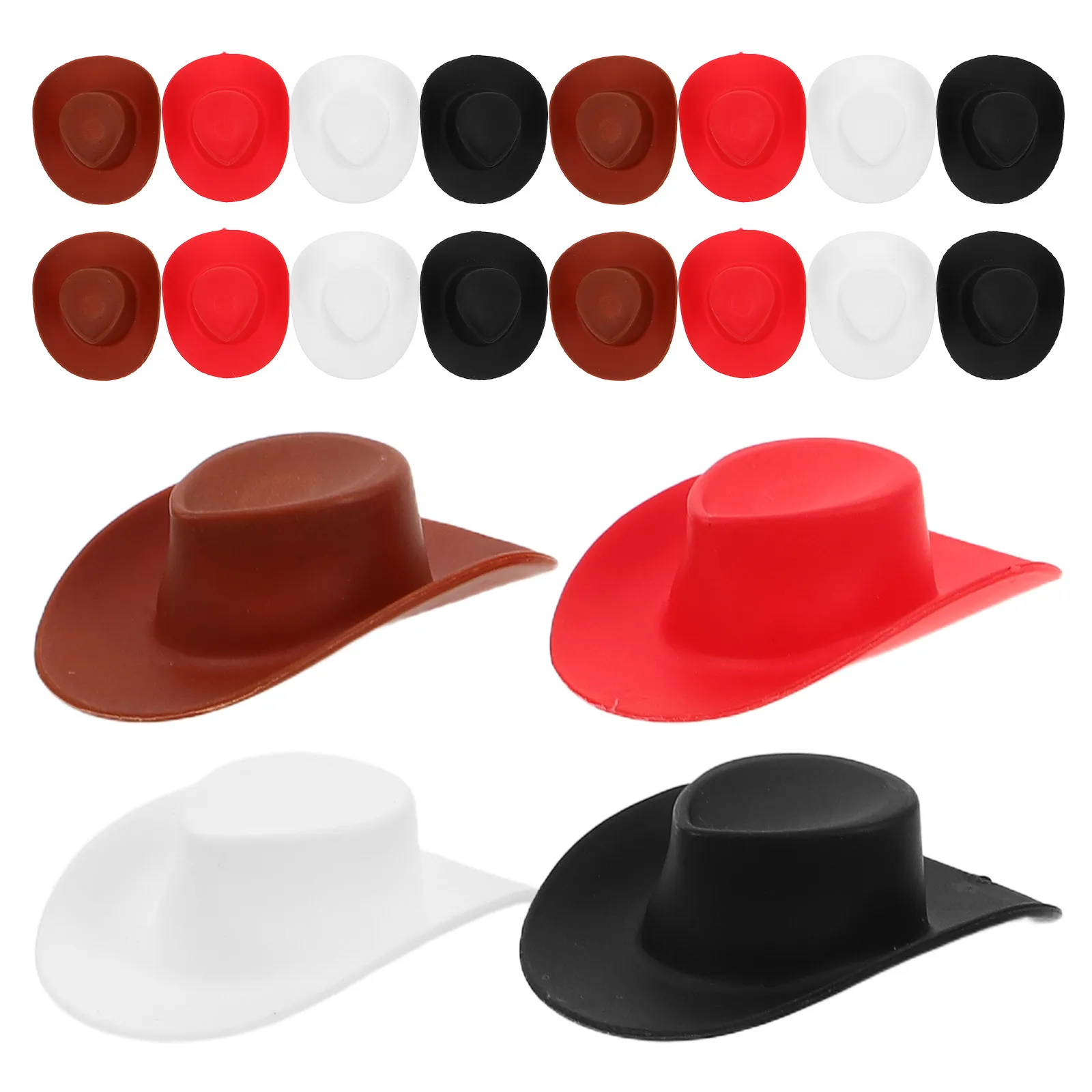 40Pcs Mini Cowboy Hats Cute Plastic Western Cowgirl Caps Miniature Party Caps for Dollhouse Crafts Decorations