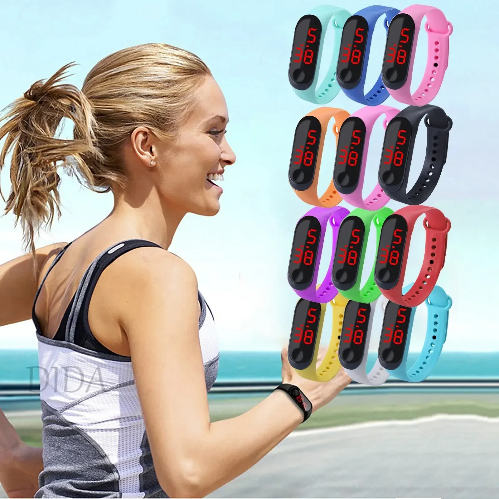 

New Fashion Led Wristwatch Fitness Color Screen Smart Sport Bracelet Activity Running Tracker Heart Rate Silicone Watch