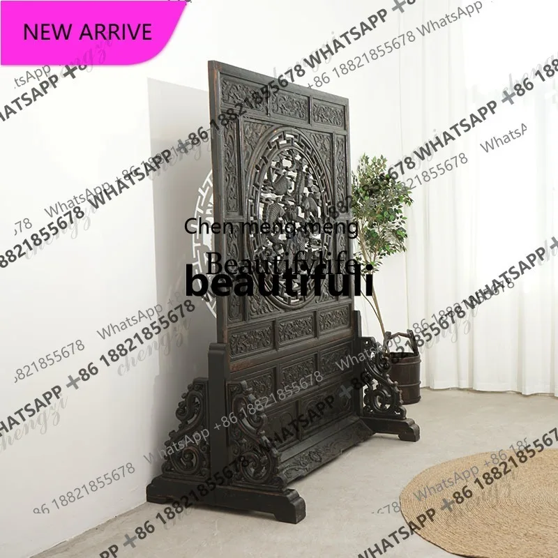 D5556 Classical wooden screen relief lattice decorative painting living room bedroom old partition