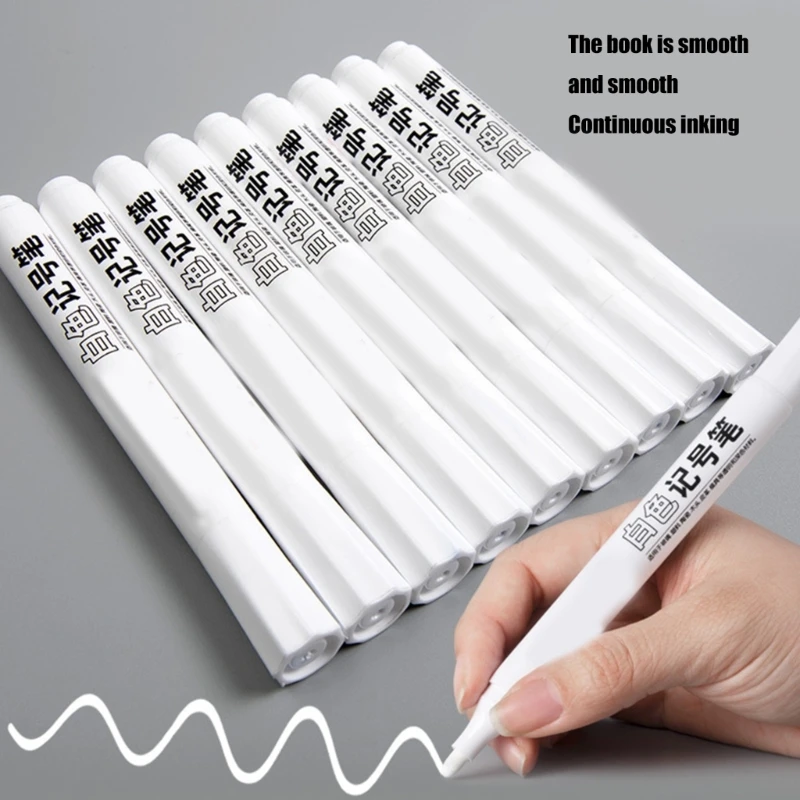 10 шт./компл. ручка с белой краской, перманентный маркер, набор маркеров для краски на масляной основе