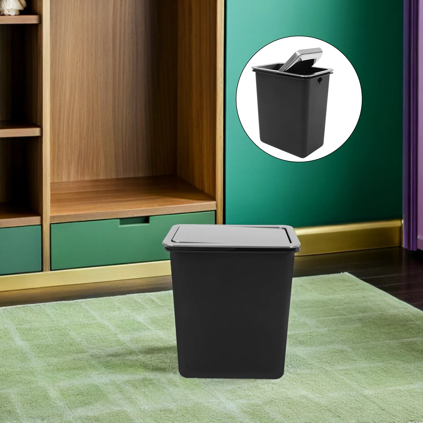 

1Set Kitchen Trash Bin Stainless Steel Embedded Waste Lid Countertop Swing Top Lid Counter Recessed Bins Cover Odor Proof