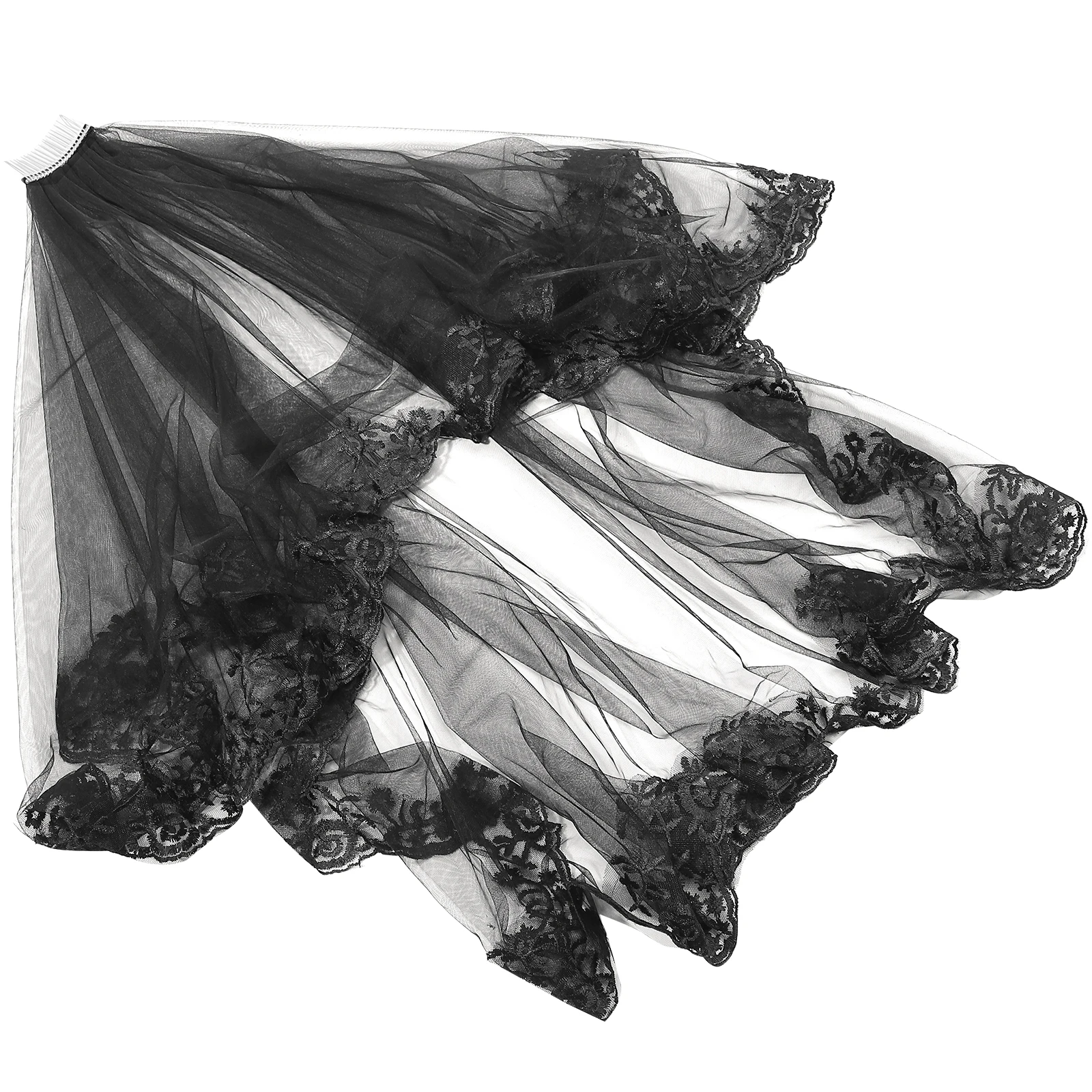 

Black Long Lace Veil Premium Fabric Durable Bride Wedding Veil for Photography Halloween Costume Cosplay for Photography