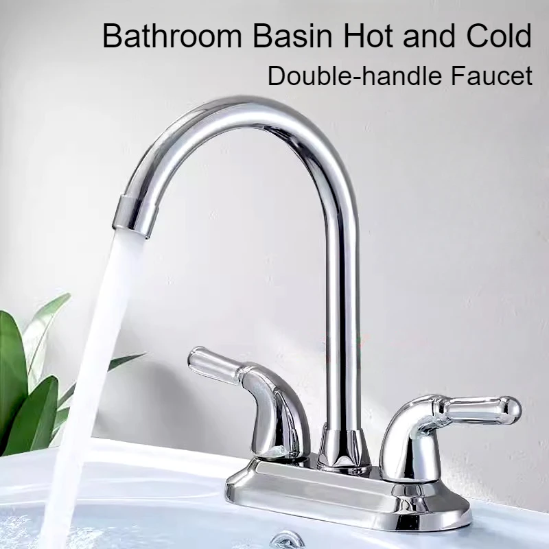 

Household Toilet Countertop Mixer Faucet Basin Faucets Deck Mounted Double Handle Chrome Bathroom Faucet Hot and Cold Water Tap