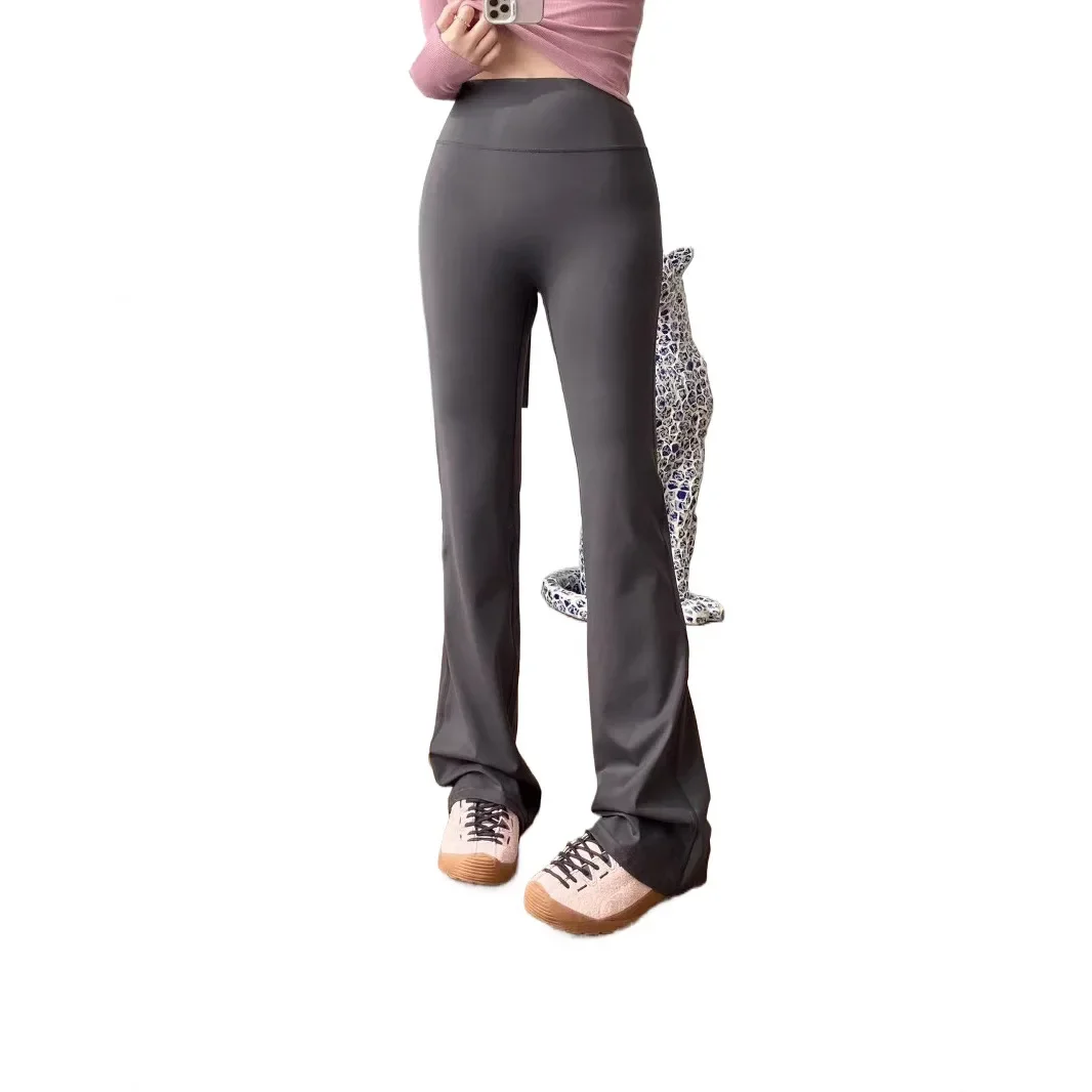 سراويل اليوغا النسائية غير الرسمية من Lulu ملابس خارجية واسعة لركوب الدراجات في الهواء الطلق والتحكم في البطن سراويل Sharkskin للتخسيس لربيع الخريف