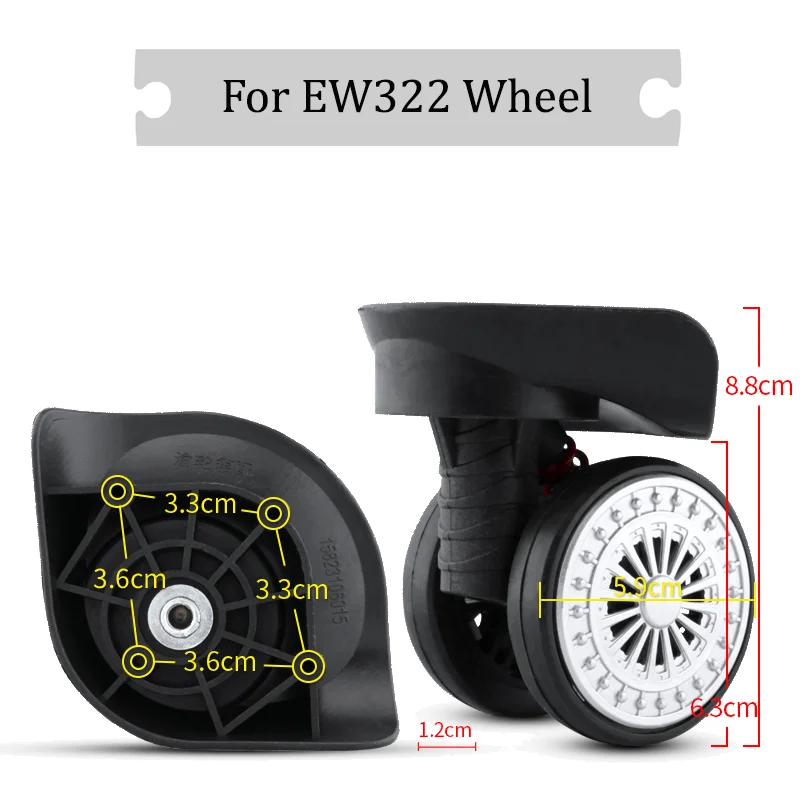 

For EW322 Black Universal Wheel Replacement Suitcase Silent Smooth Shock Absorbing Durable Convenient Accessories Caster Wheels