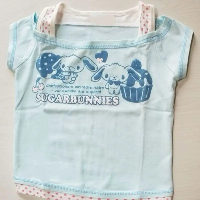 かわいいシュガーバニー Y2k 服夏かわいい偽 2 Tシャツ日本のサブカルチャープリント Tシャツ甘いかわいい原宿クロップトップス