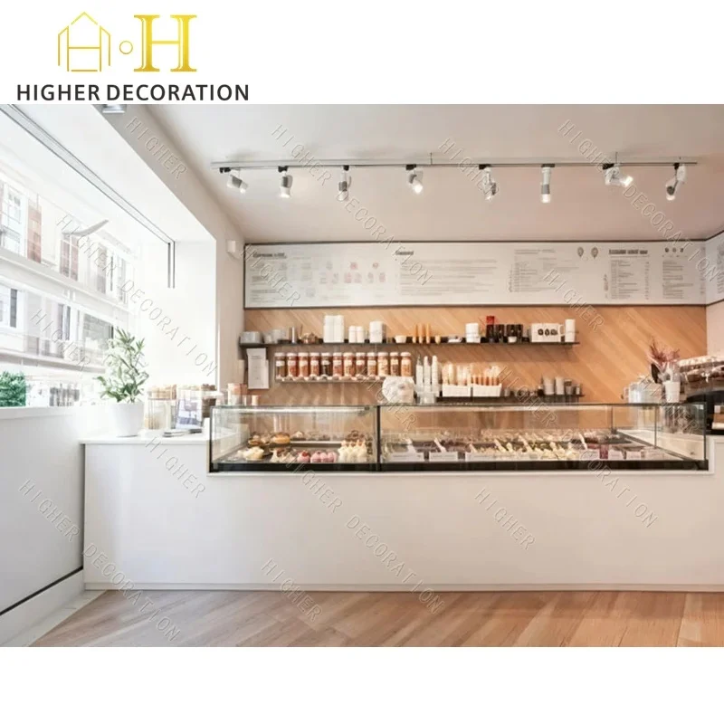 custom.Bakery Shop Interior Design Bakery Furniture Bakery Showcase Custom Luxury Coffee Bar Counter Glass Sweet Display Cou