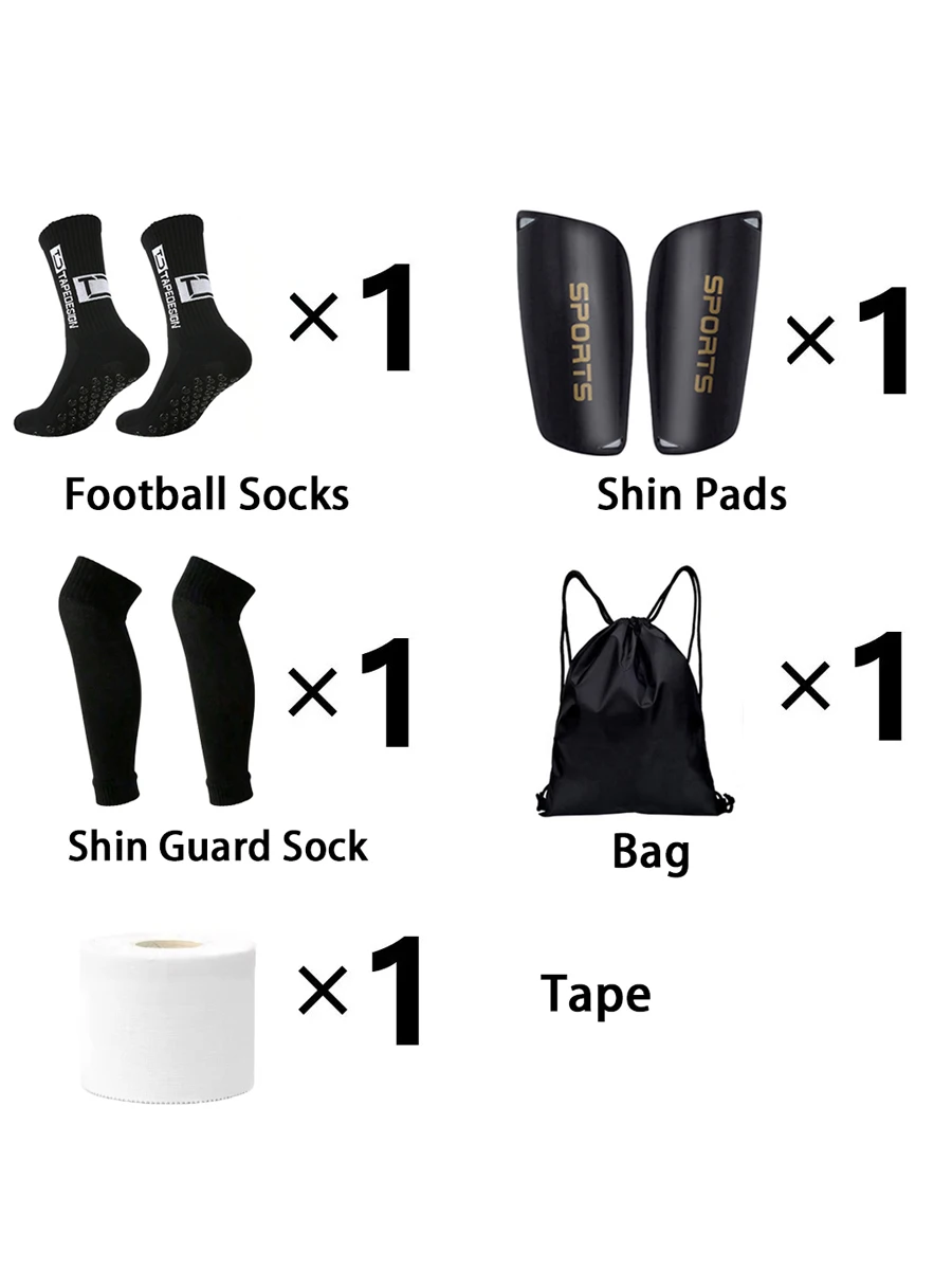 

1 Set Men Women Sports Anti-slip Football Socks Outdoor Sports Elastic Socks Sports Tape Leg Guards Drawstring Ball Bag