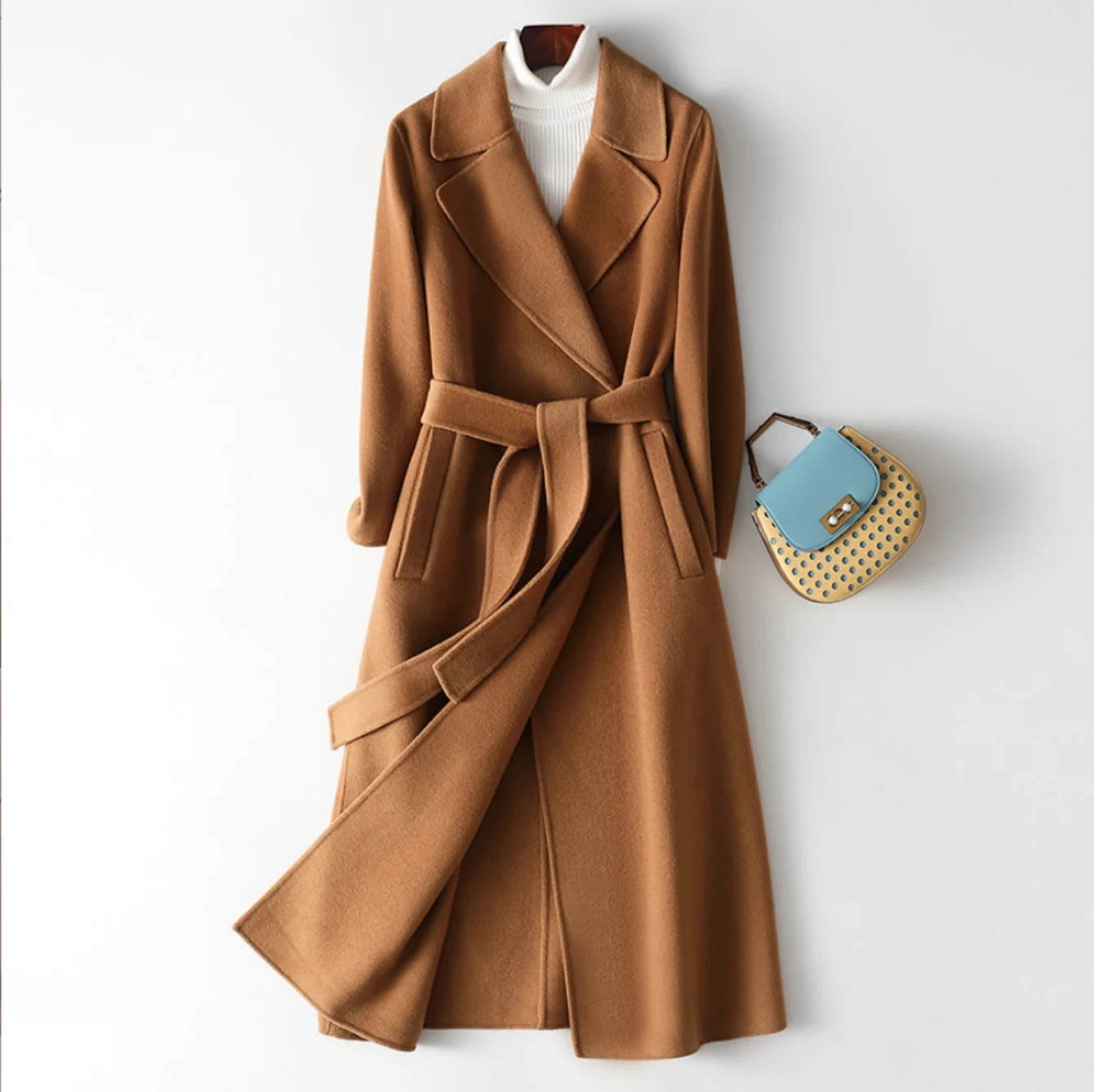 Double-sided Cashmere Wool Coat Women's Long 2026 Autumn/winter New Fashion Temperament Over-the-knee High-grade Woolen Coats