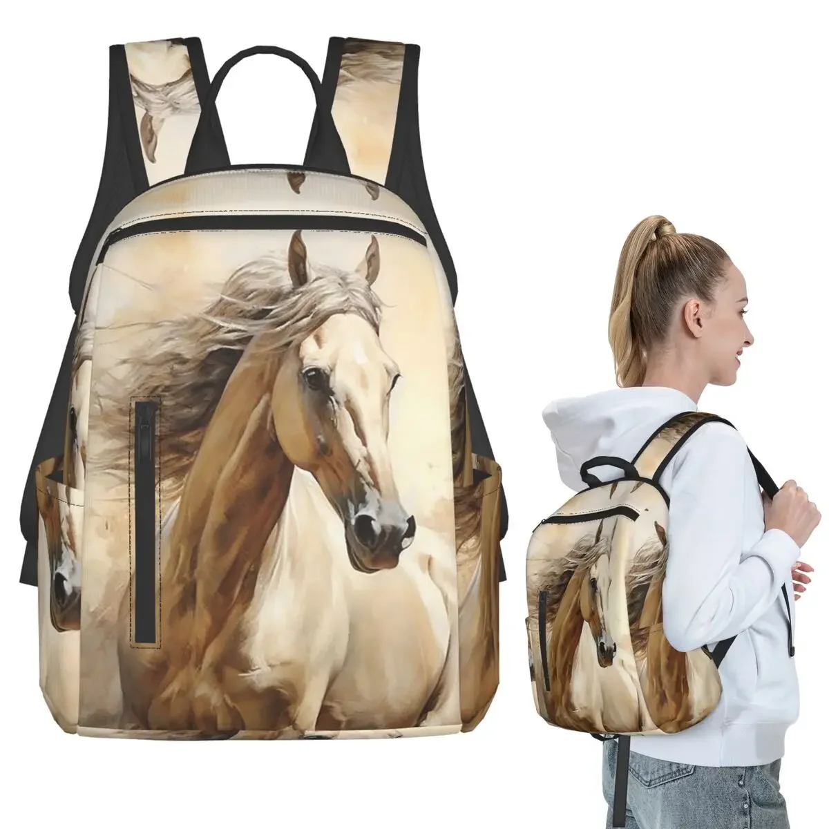 

Horse Galloping In The Desert Illustration Backpack Student Boys Girls BookBag Kids School Bag Computer Shoulder Bags