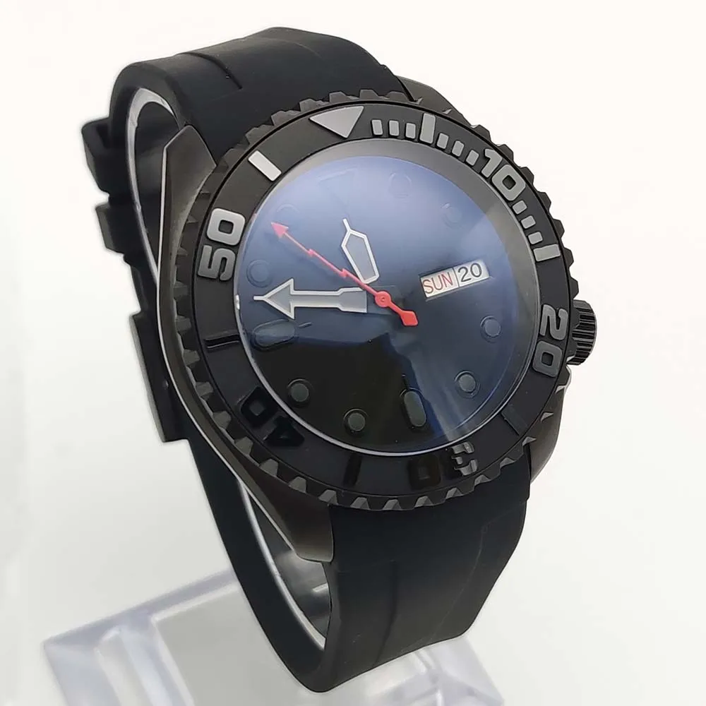 Men\'s Sapphire Watch Premium Brushed Black Case NH36 Automatic Mechanical Black Luminous Dial Men\'s Casual Fashion Watch