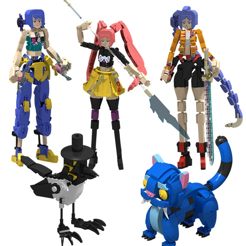 

Новый Kawaii аниме Girls Stars Demon Hunters Lion Crow Building Blocks Model K POP Demon Hunters Creative Lion Crow Toys Детский подарок