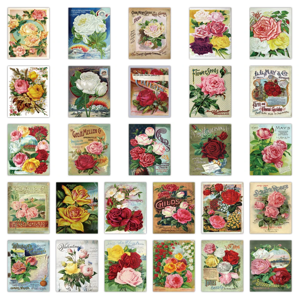 10/30/50PCS Vintage Flower Background Graffiti Decorative Sticker Skateboard WaterCup Guitar Laptop Skateboard ComputerWholesale