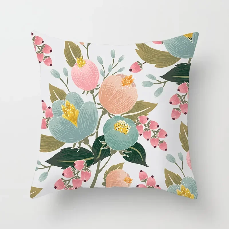 Old -style watercolor flower, bird, flower pattern decorative bedroom bed living room study office sofa seat pillow sleeve