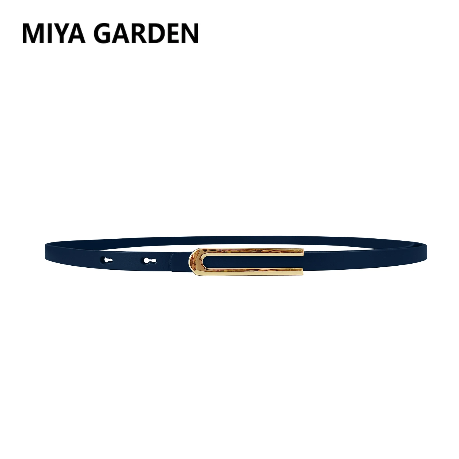 

MIYA GARDEN Women's Belt Electroplated Elegant Disc Buckle Belt Luxury Designer Urban U Letter Pin Buckle Women's Belt