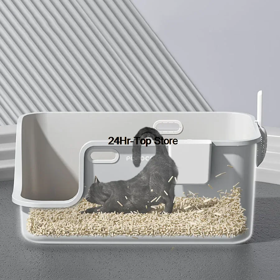 

Handle Plastic Box Cat Litter Large Quick Ventilation Cleaning No Splash Nordic Luxury Villa Toilet Long Kedi Deep Decoration