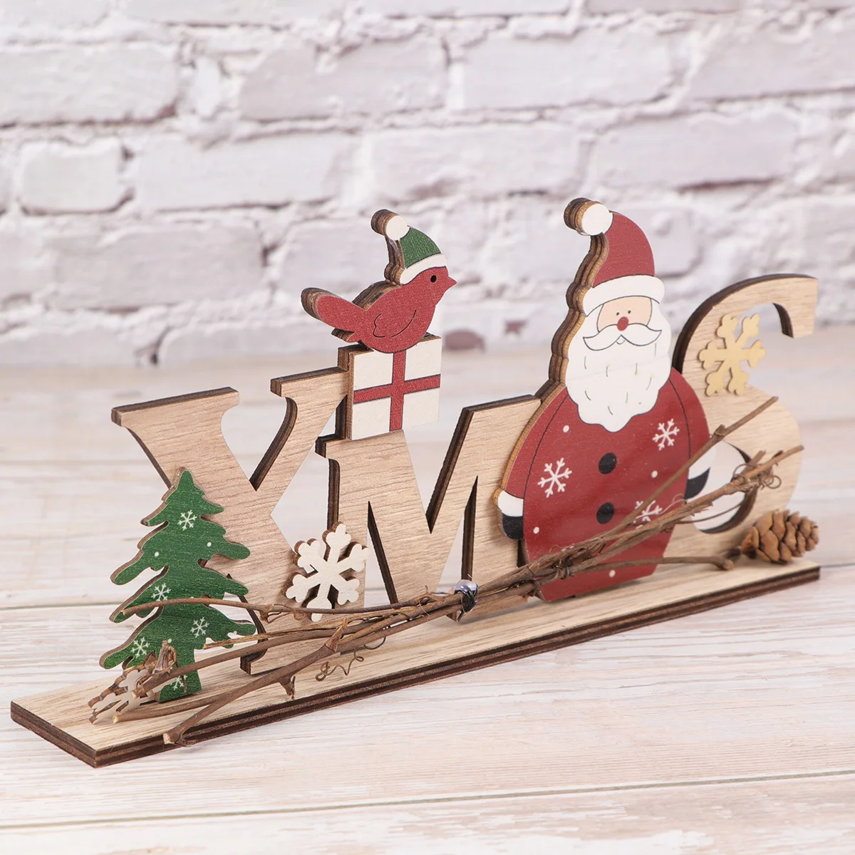 

Wooden Letter Ornament DIY Decoration Santa Pattern Stylish Room Bedroom Party Decor Perfect Gift Friends