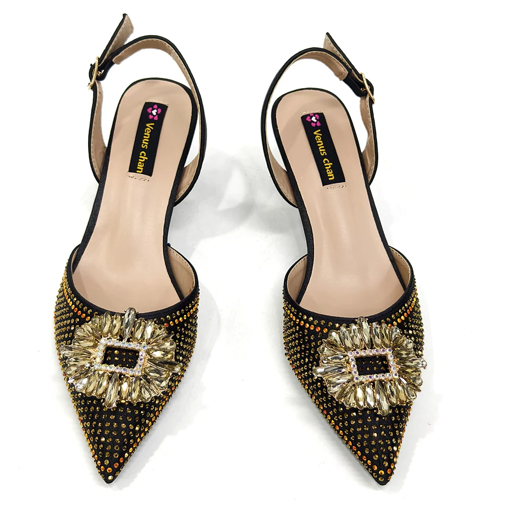2025 Nigerian Women\'s Party Shoes and Bags Medium Heel Pointed Toe Elegant Party Footwear With Matching Color Handbag for Women
