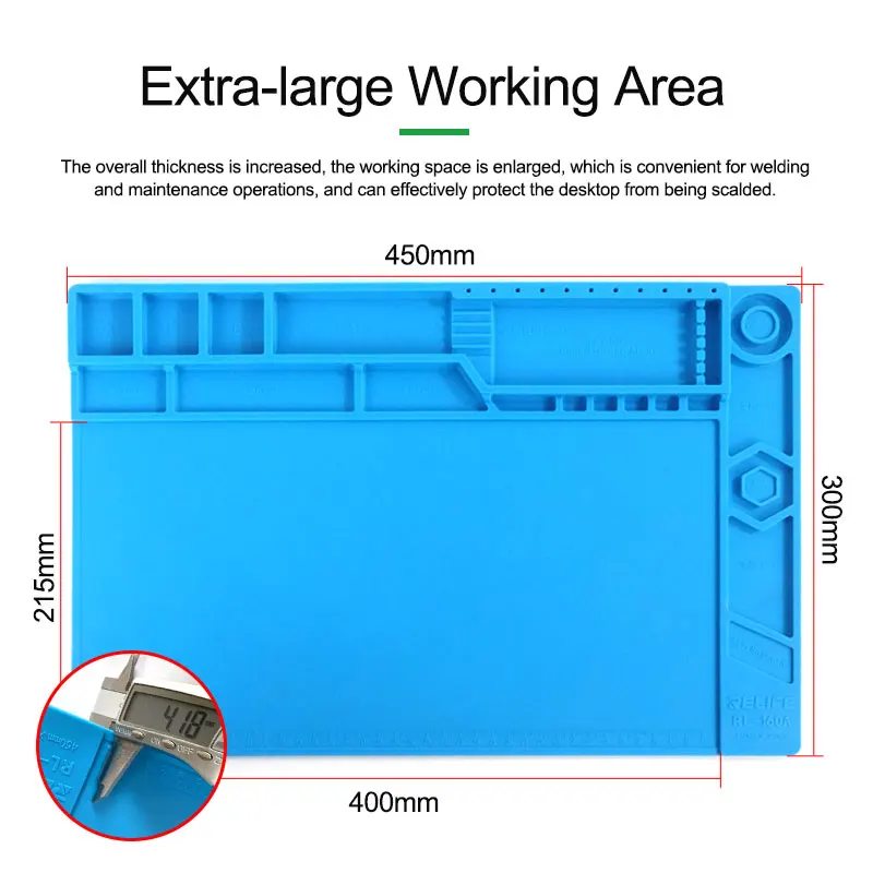 RELIFE RL-160A Tapete de reparo de alta temperatura para manutenção de celular com armazenamento magnético Almofada de solda de reparo antiestático