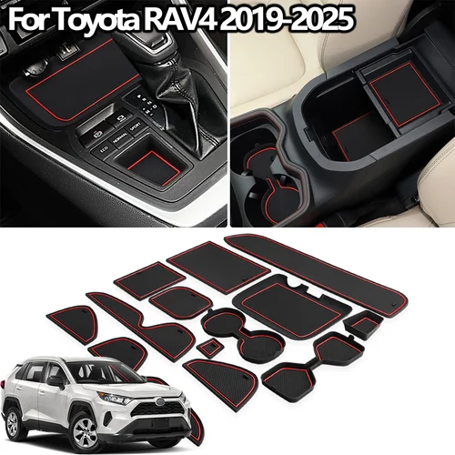 Esteras con ranura para puerta de coche, almohadillas antideslizantes con ranura para puerta de coche, posavasos antideslizantes con portavasos, para Toyota RAV4 2025 2024 2023 2022 2021 2020 2019