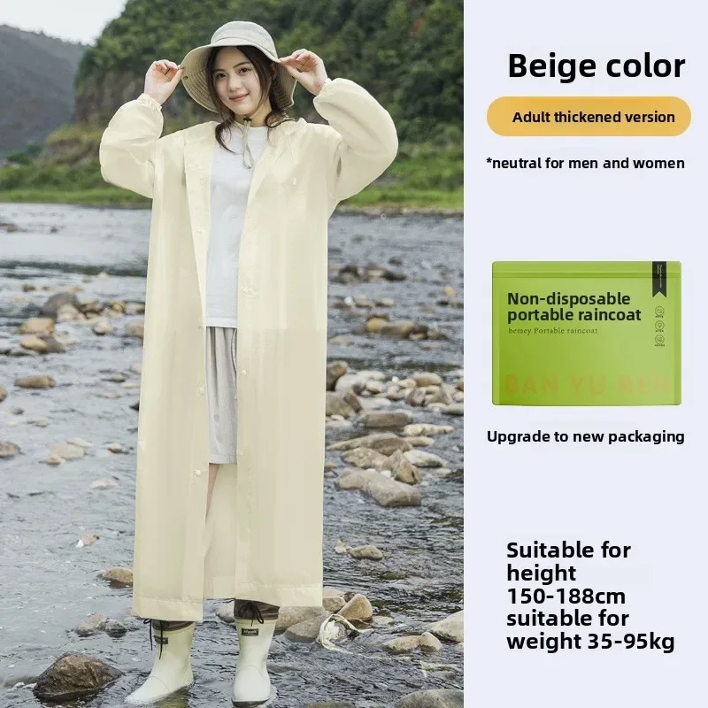Unisex Heavy Duty Waterproof Rain Poncho Reusable Long Raincoat Portable for Outdoor Hiking Camping Travel