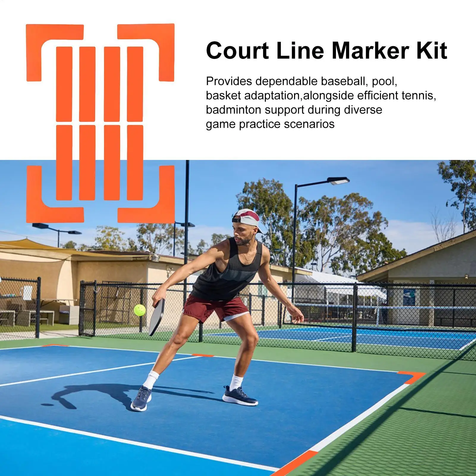 

Court Line Marker Kit Court Throw Down Markers Anti-Slip Wind-Resistant Tennis Sports Throw Down Accessories For Outdoor