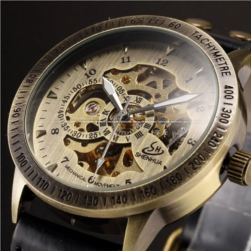 

Shenhua 9259 Men's Fashion Casual Retro Openwork Automatic Mechanical Watch