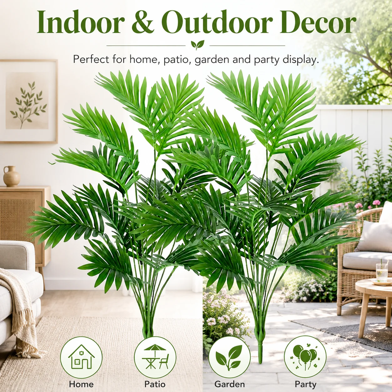 Artificial Palm Fronds, UV-Resistant Faux Tropical Leaves