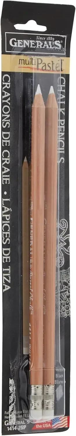 

2-Piece White Multi-Pastel Chalk Pencils for Art Drawing