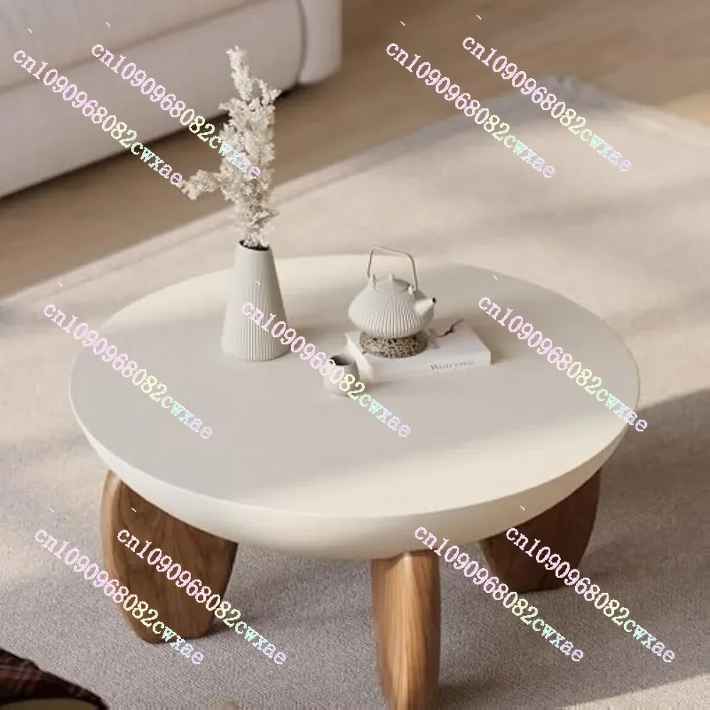 

Для круглого бетонного журнального столика с ножками из орехового ясеня премиум-класса, современный минималистичный центральный стол с цементной отделкой для гостиной