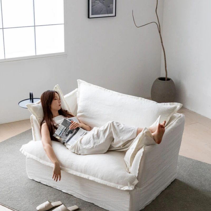 

The single sofa can be disassembled and washed, and the linen fabric is small and the lazy seat is deep and double