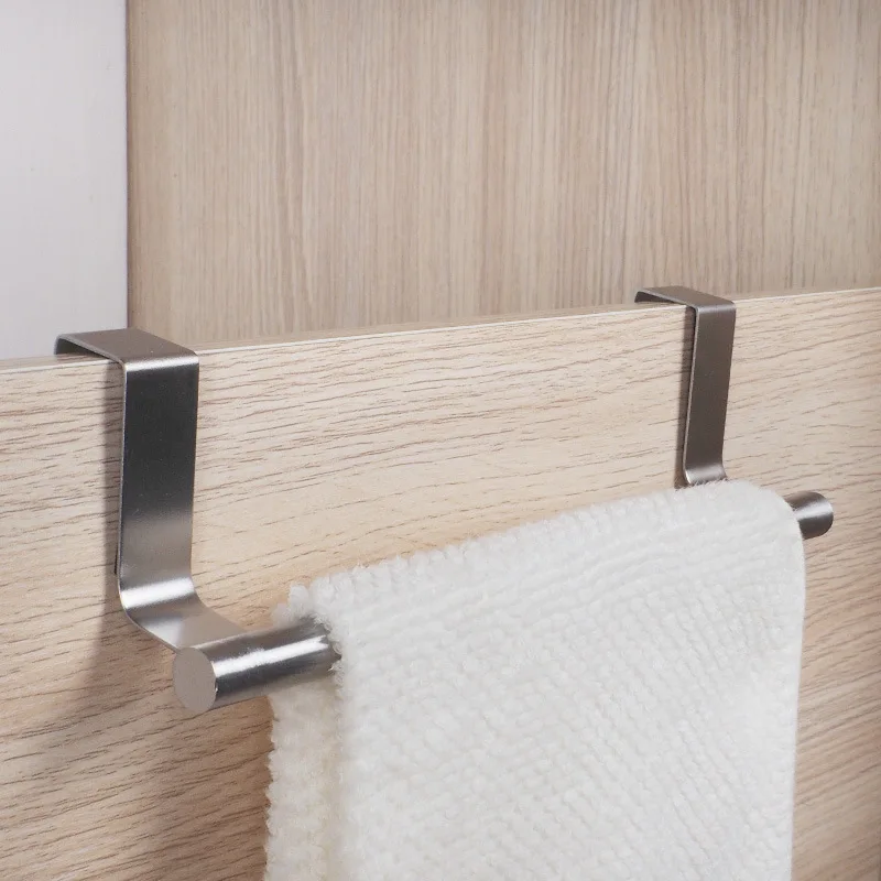 Towel Rod Steel Metal Wire Over Cabinet Towel Rack Storage Organizer Bathroom Door Hanging Towel Rack Punch-free Rag Hanger