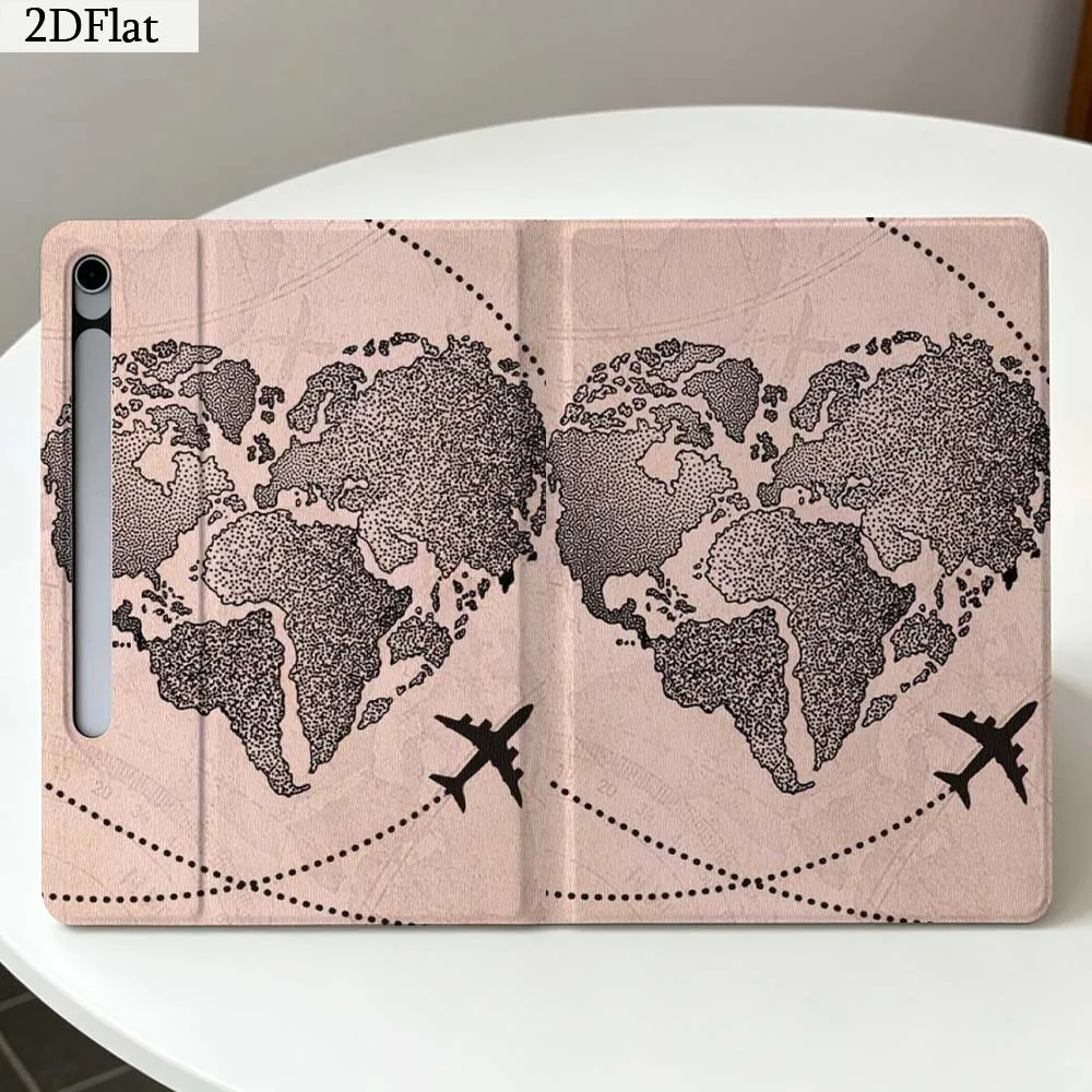 Heart World Map For Samsung Galaxy Tab S11 S10 S9 S8 S7 S6 A11 A10.1 A9 A8 A7 Ultra FE Plus Soft Tablet Case Gift