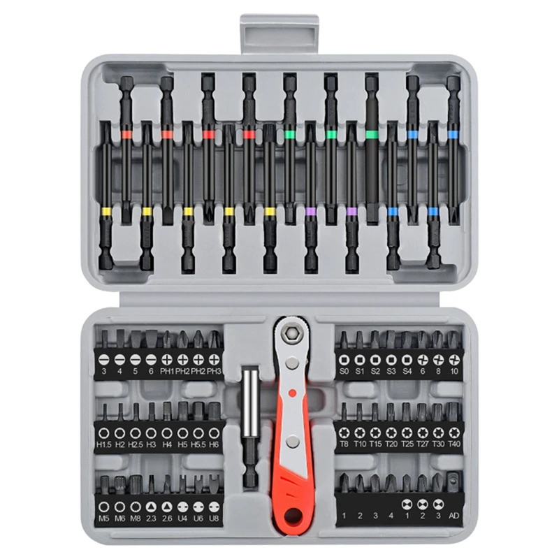 

68 PCS Ratchet Screwdriver Bit Combination Set Black & Silver Steel Suitable For Home And Auto Repair.